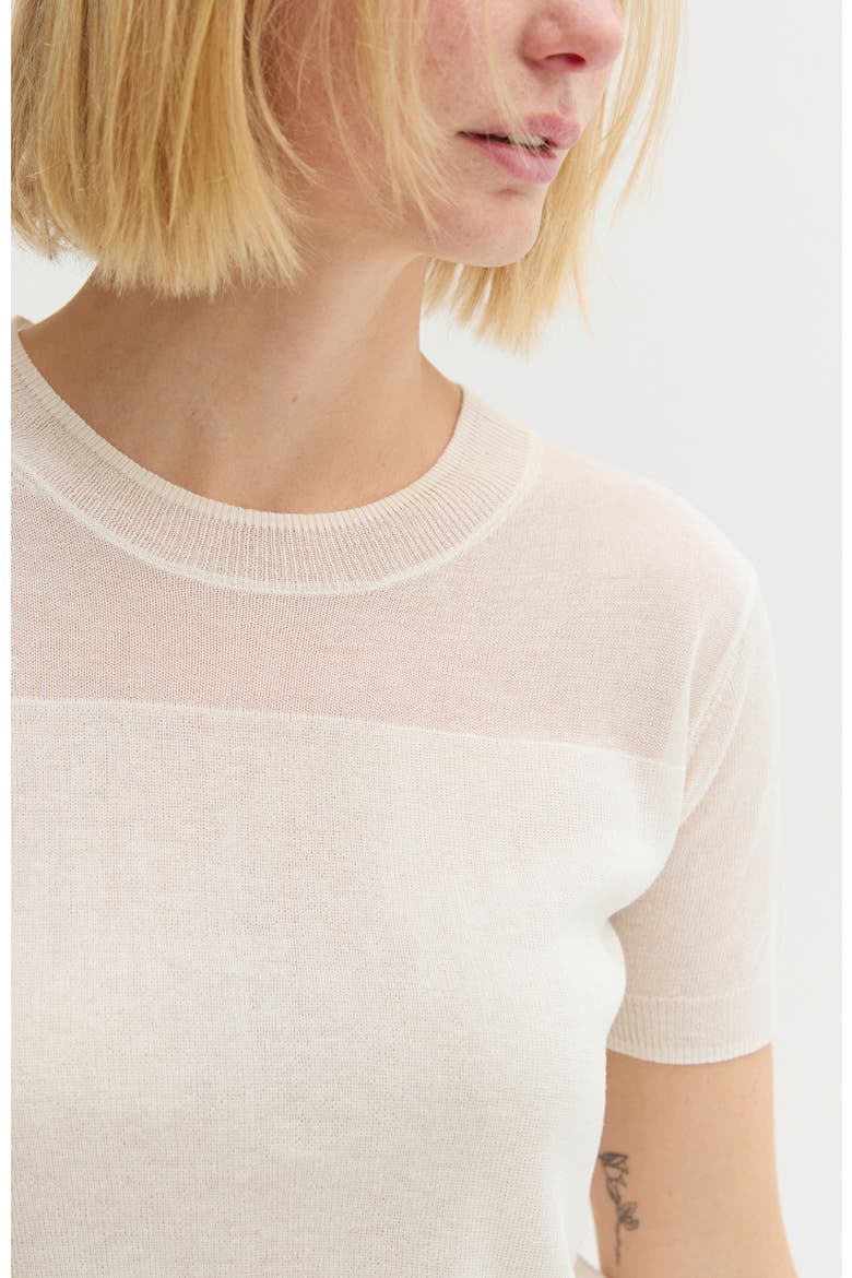 Short Sleeve Sheer Knit Top, Alternate, color, Ivory