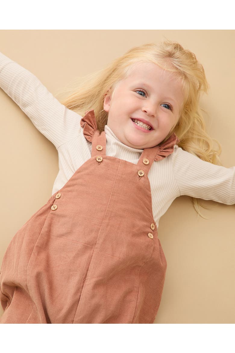 Frilled Corduroy Overalls, Alternate, color, Mocha Mousse