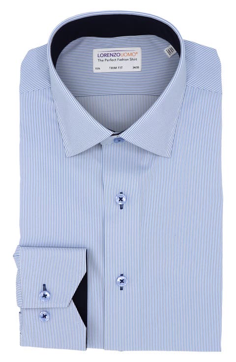 Thin Stripe Print Trim Fit Dress Shirt