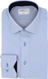 Lorenzo Uomo Thin Stripe Print Trim Fit Dress Shirt