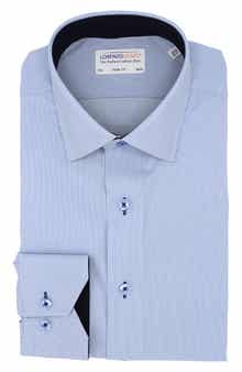 Lorenzo Uomo Thin Stripe Print Trim Fit Dress Shirt