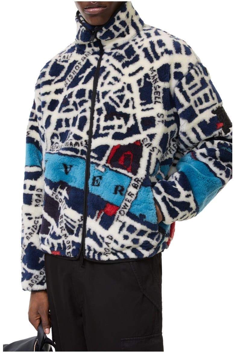 London Map Fleece Jacket, Main, color, Marine blue