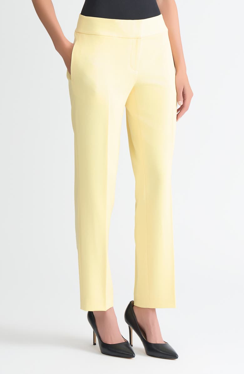 KASPER Flat Front Slim Pants, Alternate, color, Pale Yellow