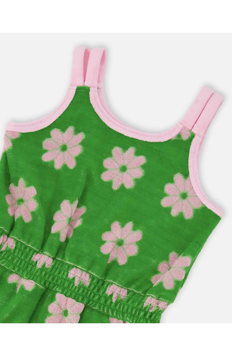 Deux par Deux Terry Cloth Sleeveless Flowers Jumpsuit, Alternate, color, Green Floral Print