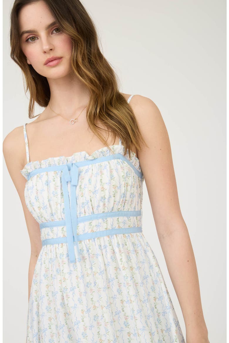 Bow and Flower Stripe Midi Dress, Alternate, color, BLUE MULTI