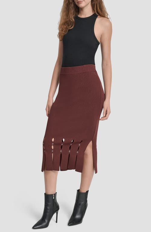 Dkny Sweater Midi Skirt With Gromme In Burgundy