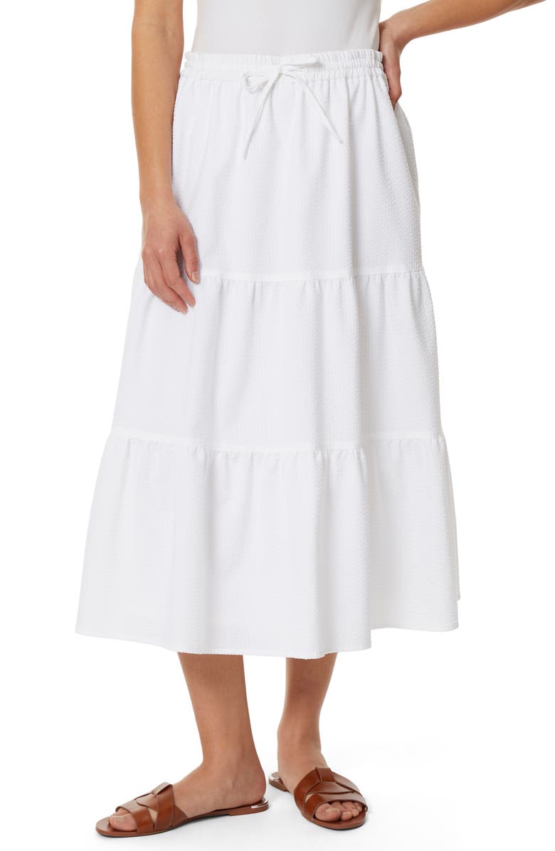 Jones New York Drawstring Waist Tiered Linen Blend Midi Skirt, Main, color,