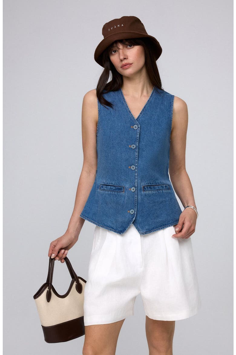 Denim Atelier Vest, Alternate, color, Light Blue Denim