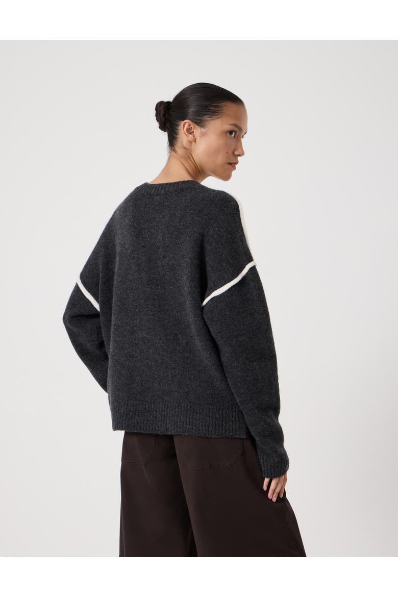 Billie Wool Blend V Neck Sweater, Alternate, color, Charcoal Marl