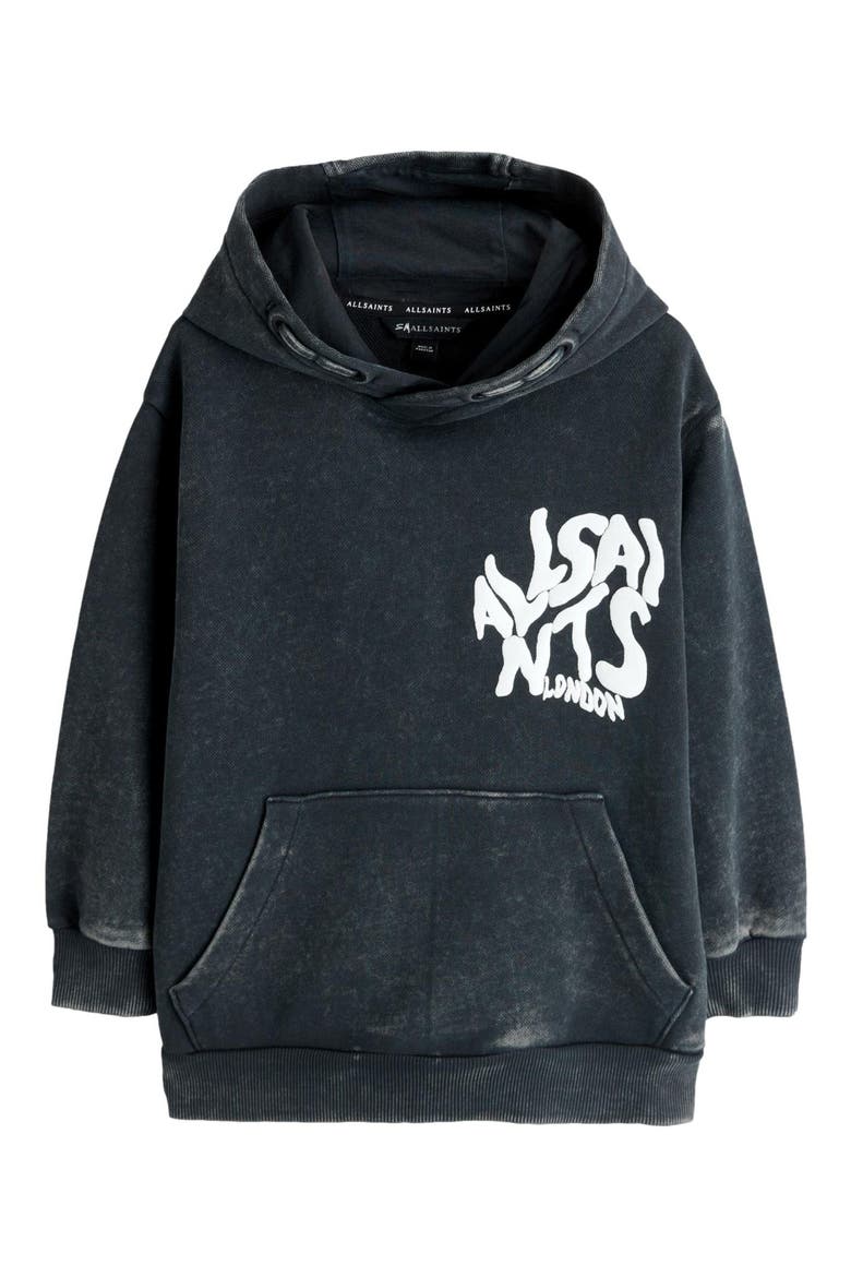 Kids' Distortion Acid Wash Graphic Hoodie, Main, color, BLACK
