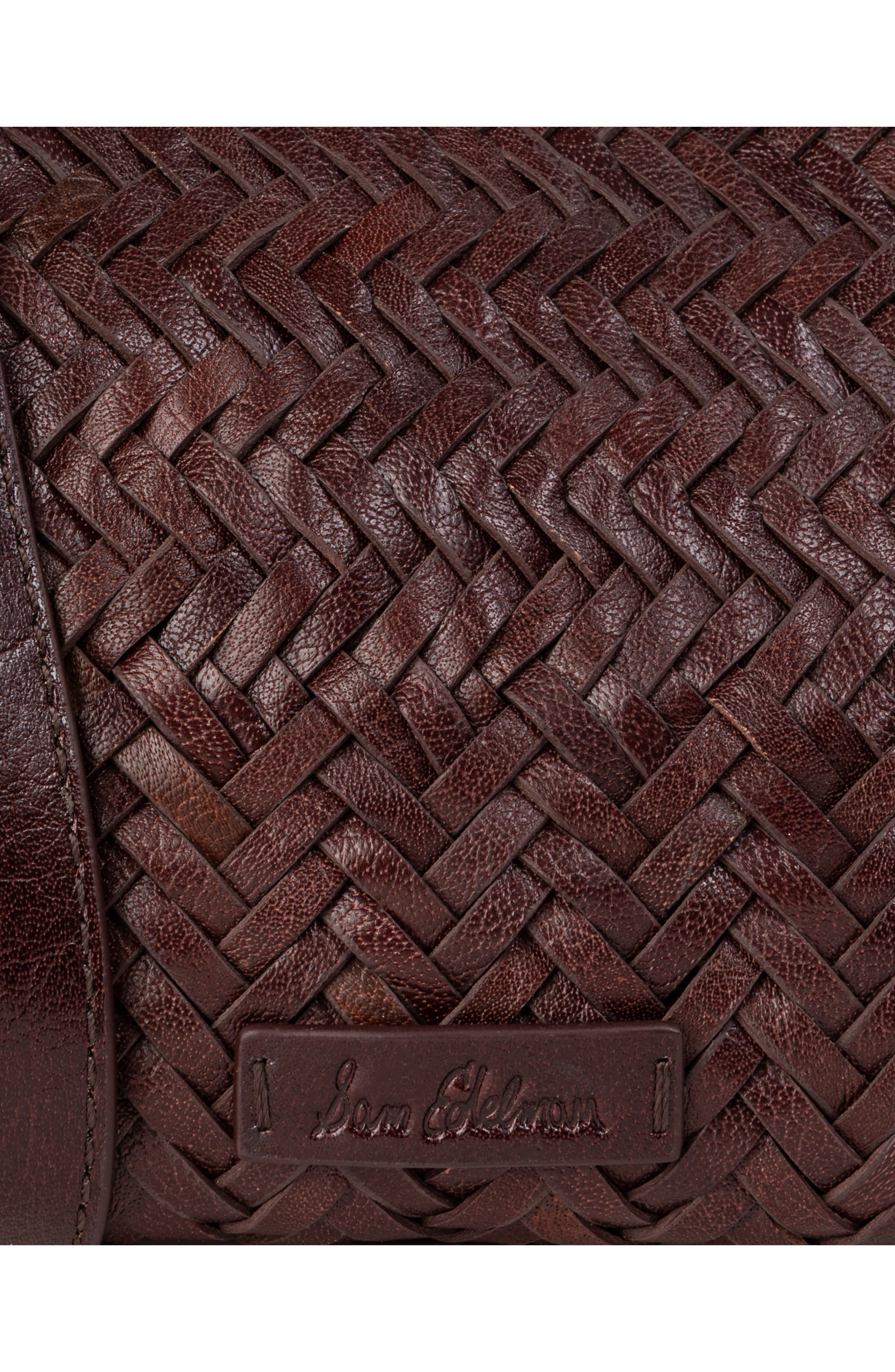 Sam Edelman Kasey Woven Leather Crossbody Bag, Alternate, color, Dark Brown