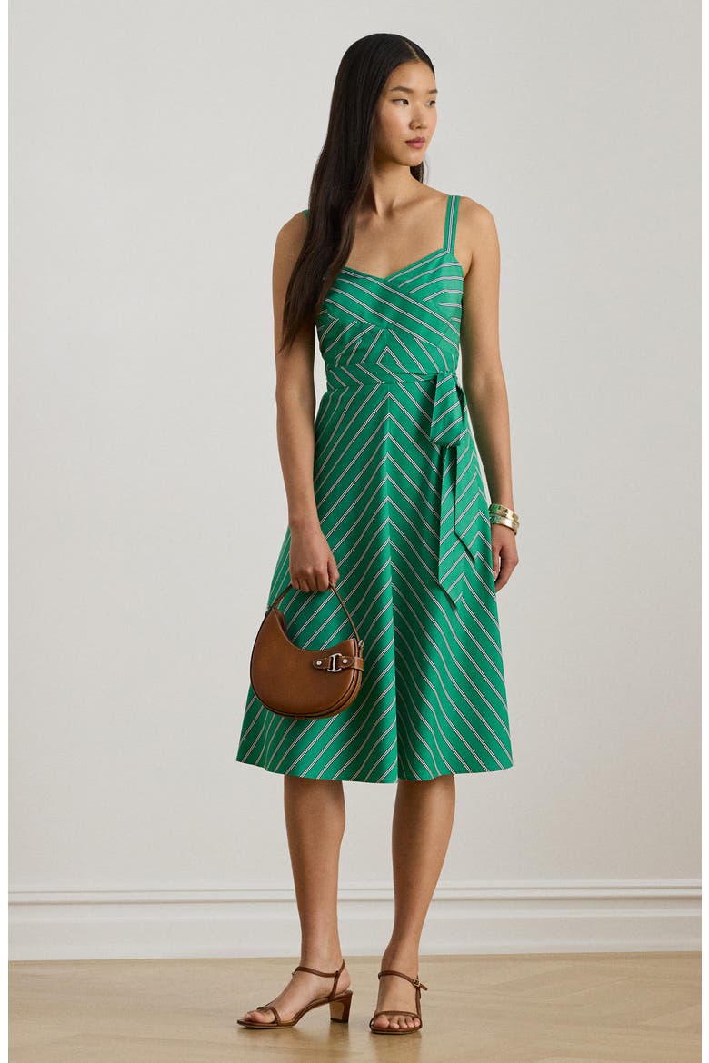 Stripe Cotton Broadcloth Dress, Alternate, color, GREEN/ WHITE