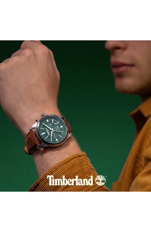 Timberland Northbridge Multifunction Chronograph Leather Strap Watch, 45mm In Dark Brown