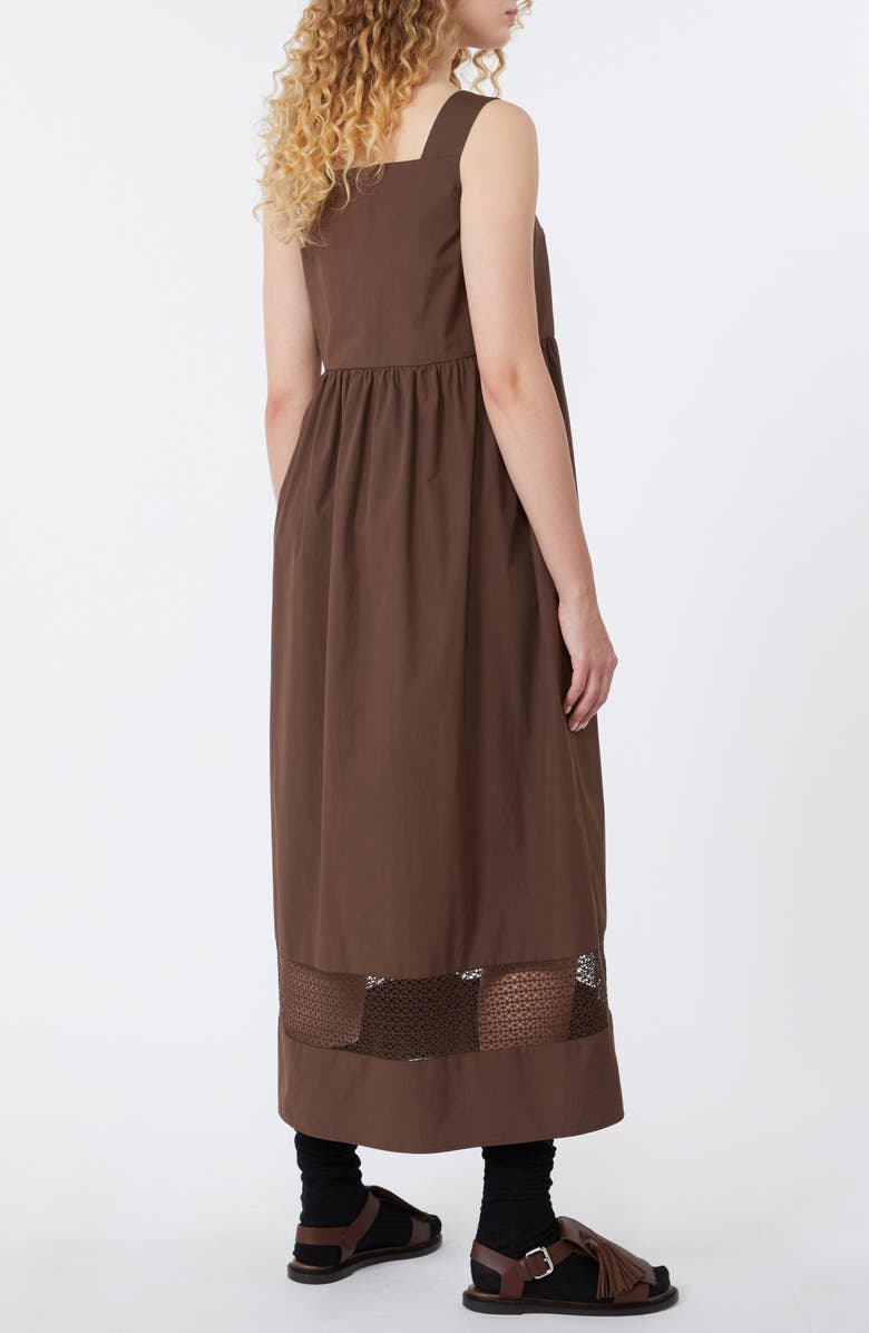 Weekend Max Mara Gola Lace Inset Cotton Dress, Alternate, color, Chocolate