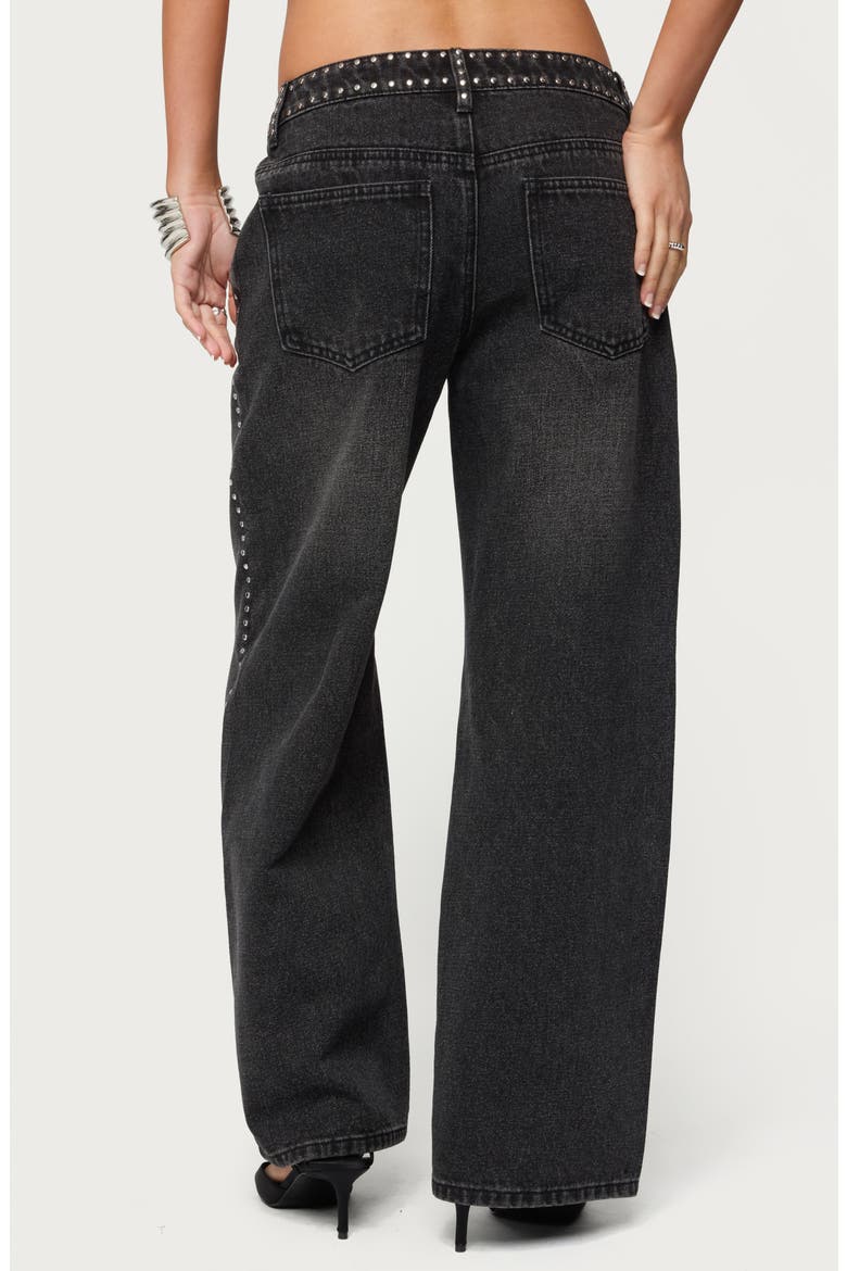 Quincy Studded Low Rise Wide Leg Jeans, Alternate, color, BLACK-WASHED