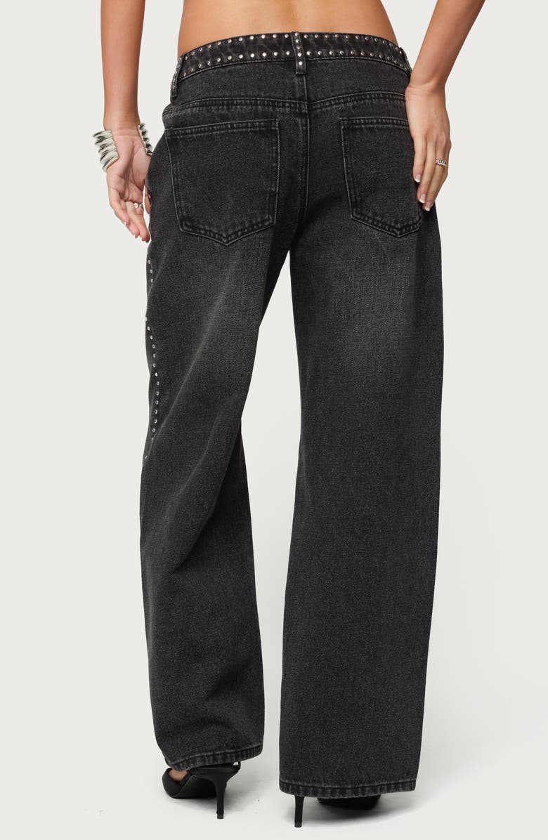 EDIKTED Quincy Studded Low Rise Wide Leg Jeans, Alternate, color, 