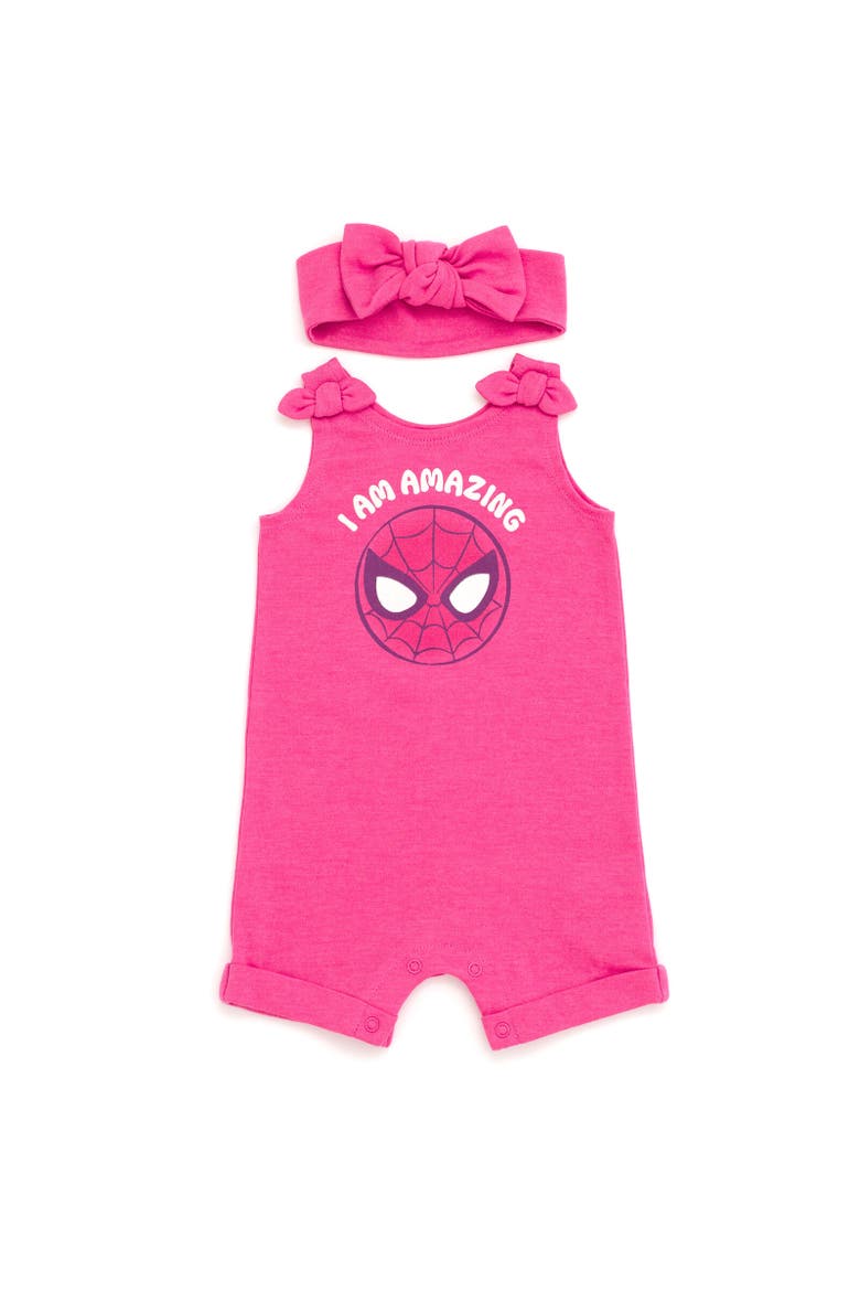 Spider-Man Avengers Sleeveless Romper Headband Set, Main, color, Red