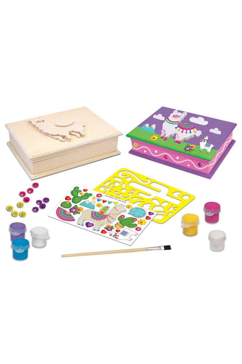 Llama Keepsake Box Wood Craft Kit, Alternate, color, Multicolor