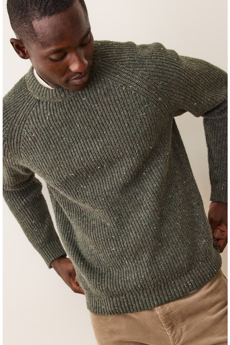 Inverness Rib Crewneck Sweater, Alternate, color, GREEN GABLES NEPS
