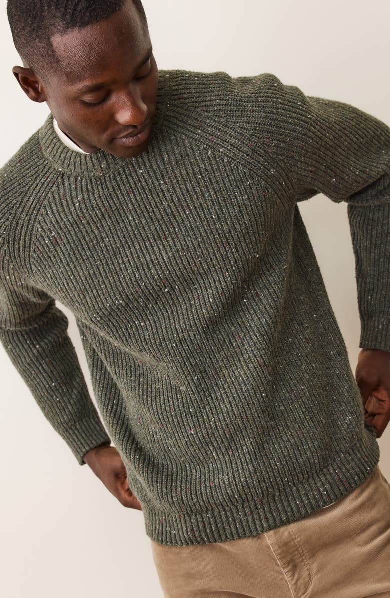 Marine Layer Inverness Rib Crewneck Sweater, Alternate, color, Green Gables Neps