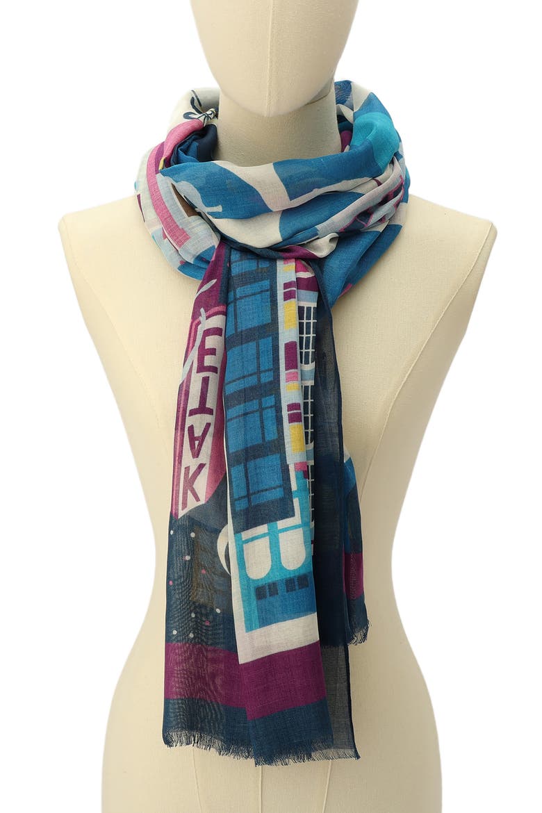 uptown map oblong scarf, Alternate, color, BLUE MULTI