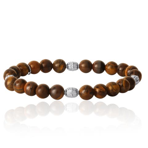 Tigers Eye Beaded Elastic Bracelet