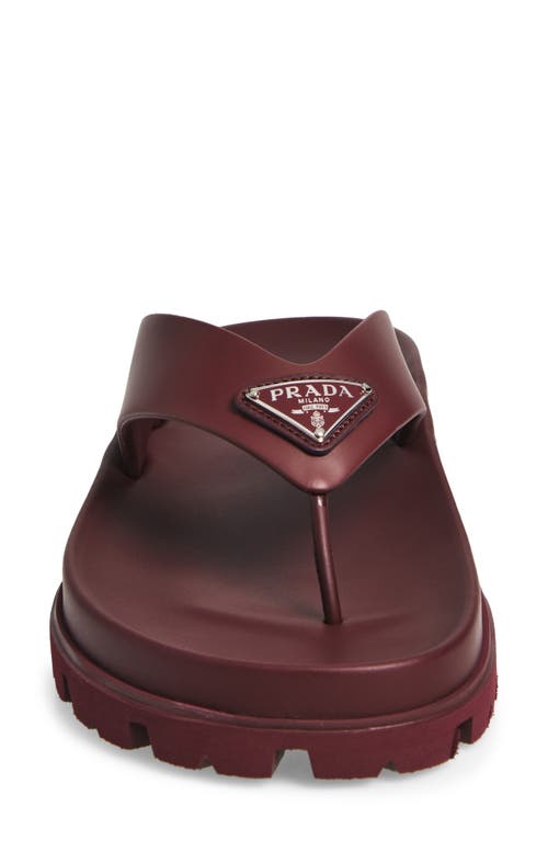 Prada Lug Sole Flip Flop In Burgundy