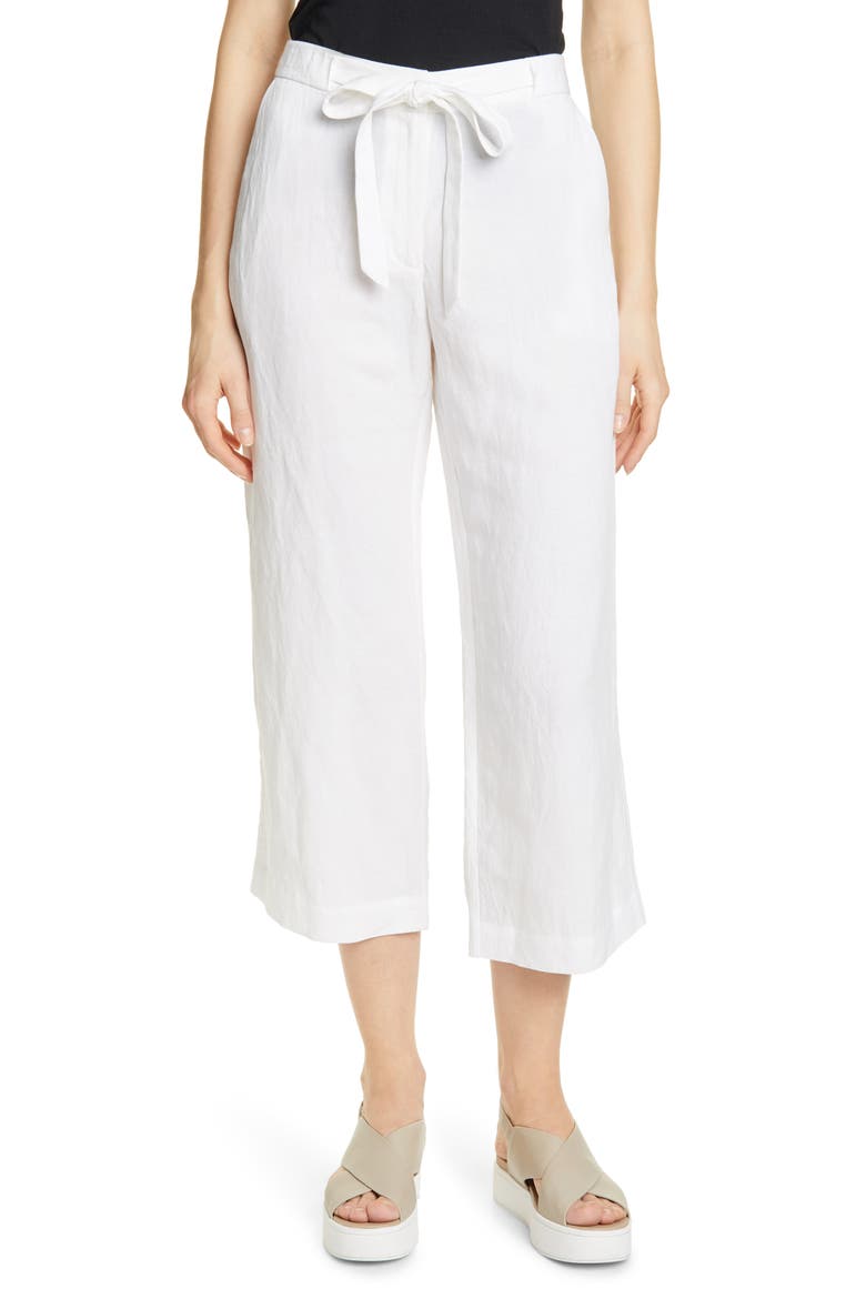 Drawstring Waist Crop Pants, Main, color, IVORY