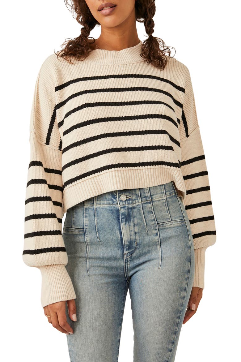 Easy Street Stripe Rib Crop Sweater, Main, color, PEARL COMBO