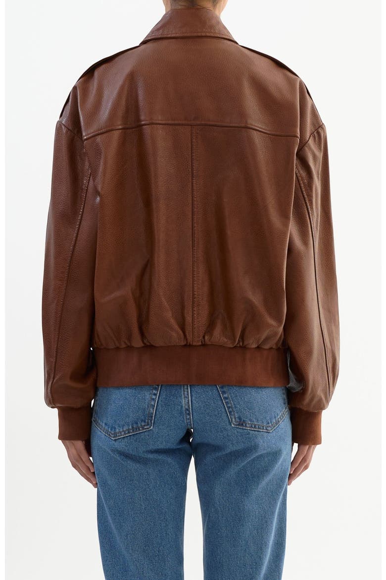 TREVANNA | Leather Bomber Jacket, Alternate, color, Cognac