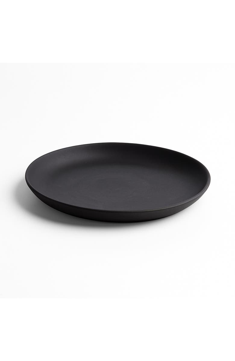 Gharyan Stoneware Edan Flat Dinner Plate, Set of 4, Main, color, Matte Black