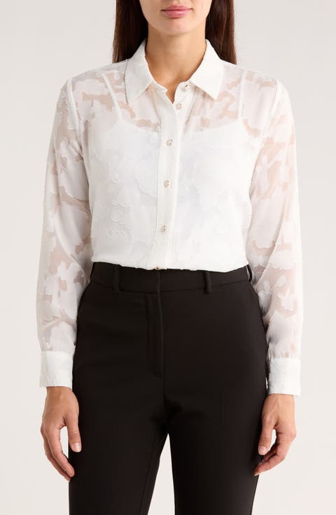 Burnout Floral Button-Up Shirt