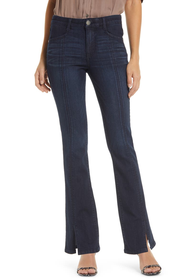 Ab-Solution Itty Bitty High Waist Slit Hem Bootcut Jeans (Nordstrom Exclusive), Main, color, DARK NAVY
