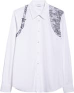 McQueen Lace Detail Harness Strap Cotton Poplin Button-Up Shirt