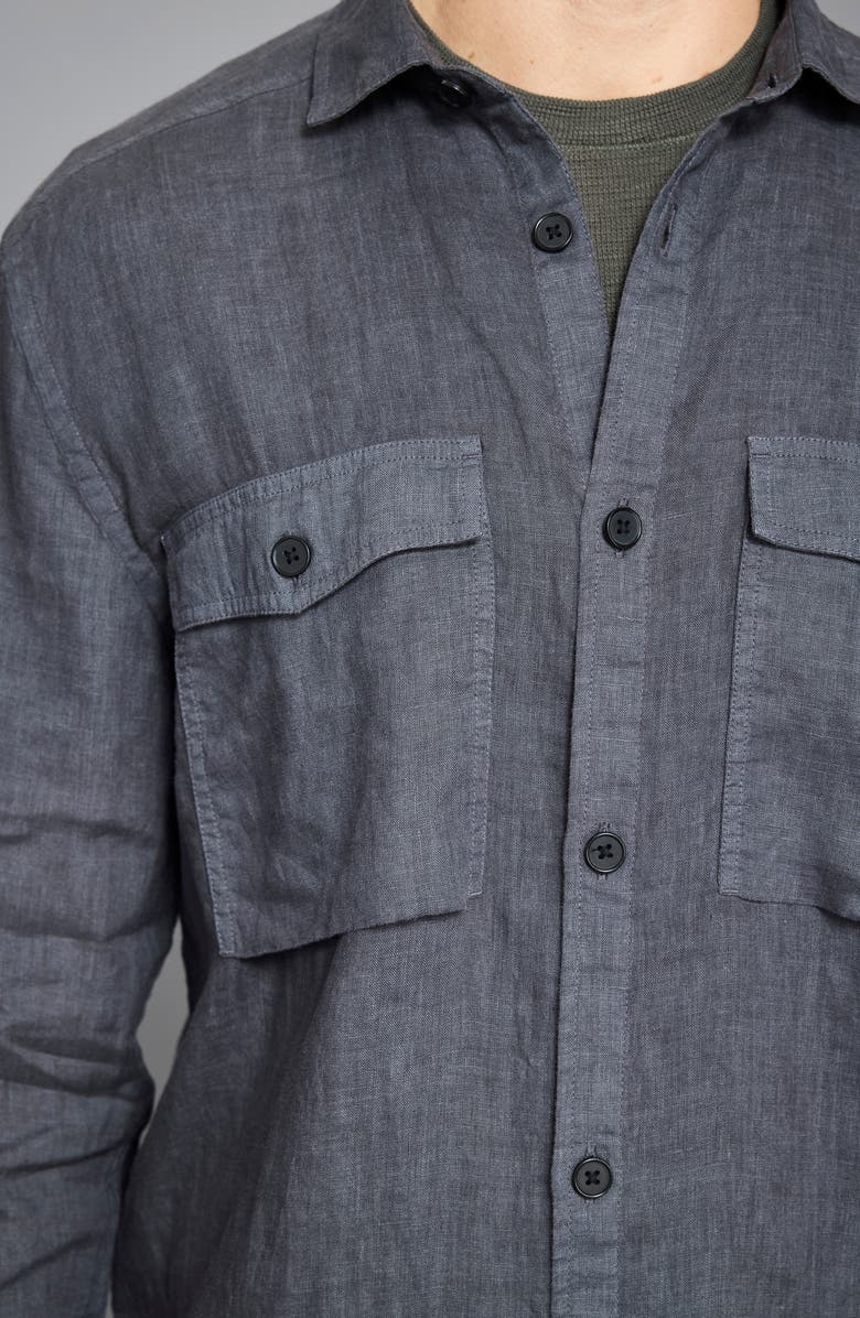 Billy Reid Linen Carpenter Overshirt, Alternate, color, Asphalt