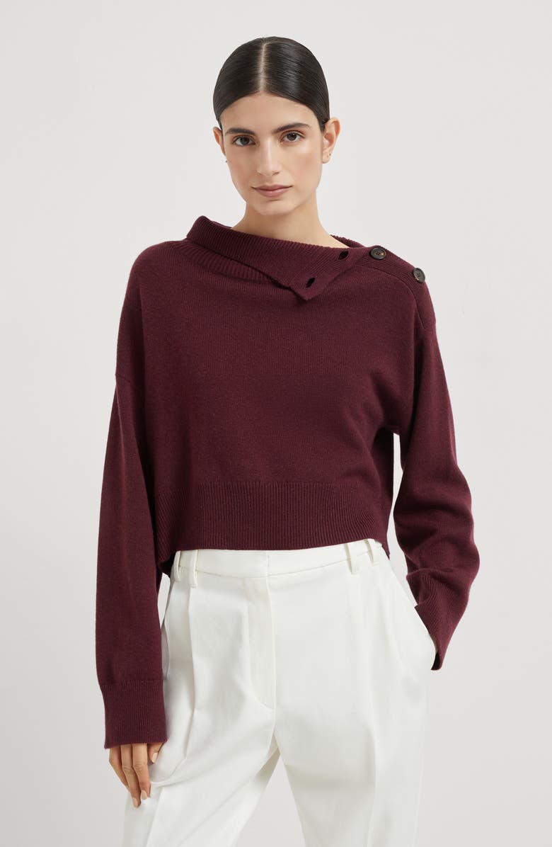 Brunello Cucinelli Cropped turtleneck sweater, Alternate, color, Amaranth