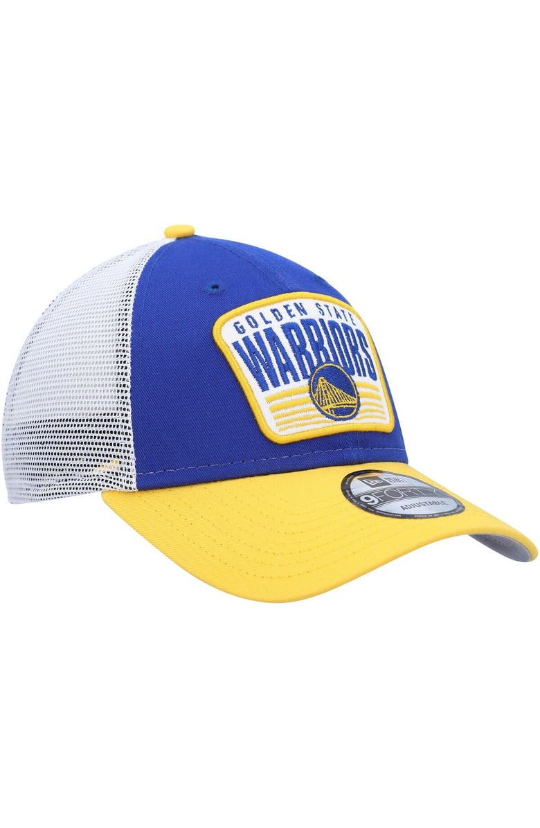 New Era Men's New Era Royal Golden State Warriors Two-Tone Patch 9FORTY Trucker Snapback Hat, Alternate, color, 