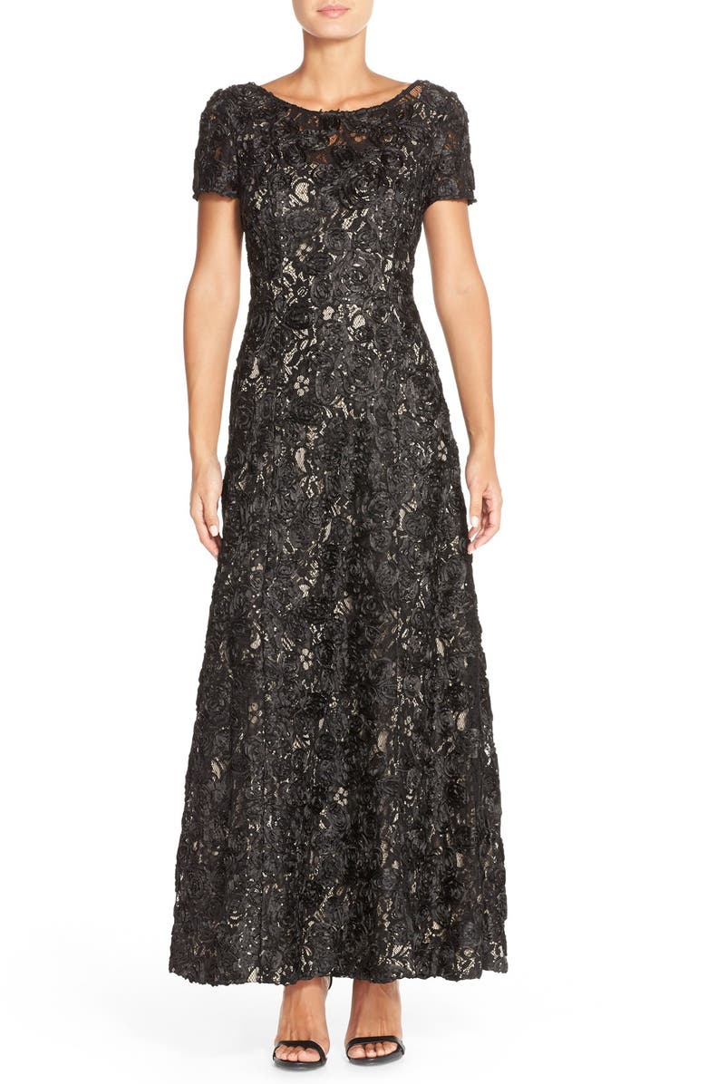 Alex Evenings Embellished Lace A-Line Evening Gown, Main, color,