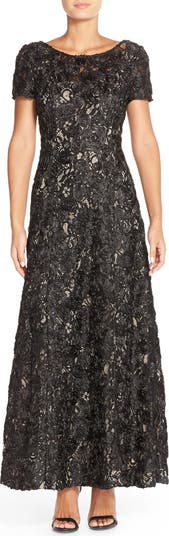 lucuna - short-sleeve lace-overlay floral midi a-line dress Floral Lace Trim Short Sleeve Midi Dress main image 0