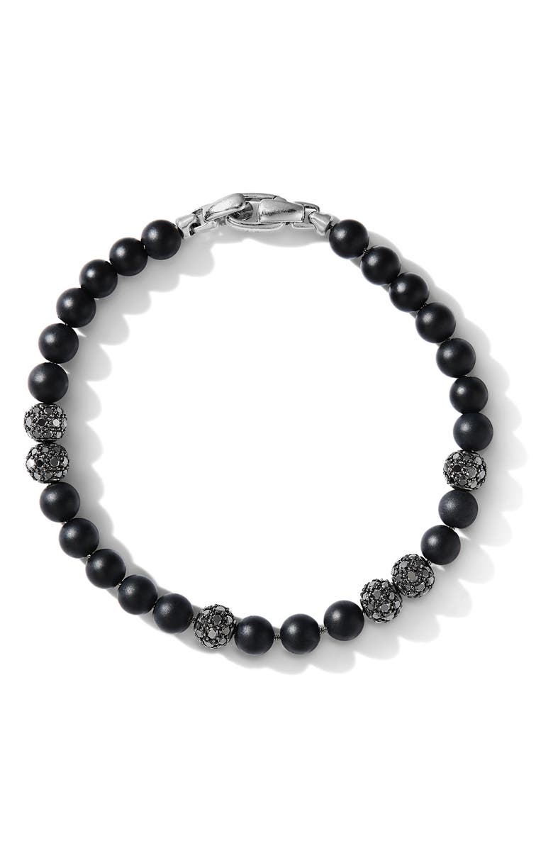 David Yurman Spiritual Beads Bracelet in Sterling Silver with Black Onyx and Pavé Black Diamonds, Alternate, color, Silver/ Black Onyx