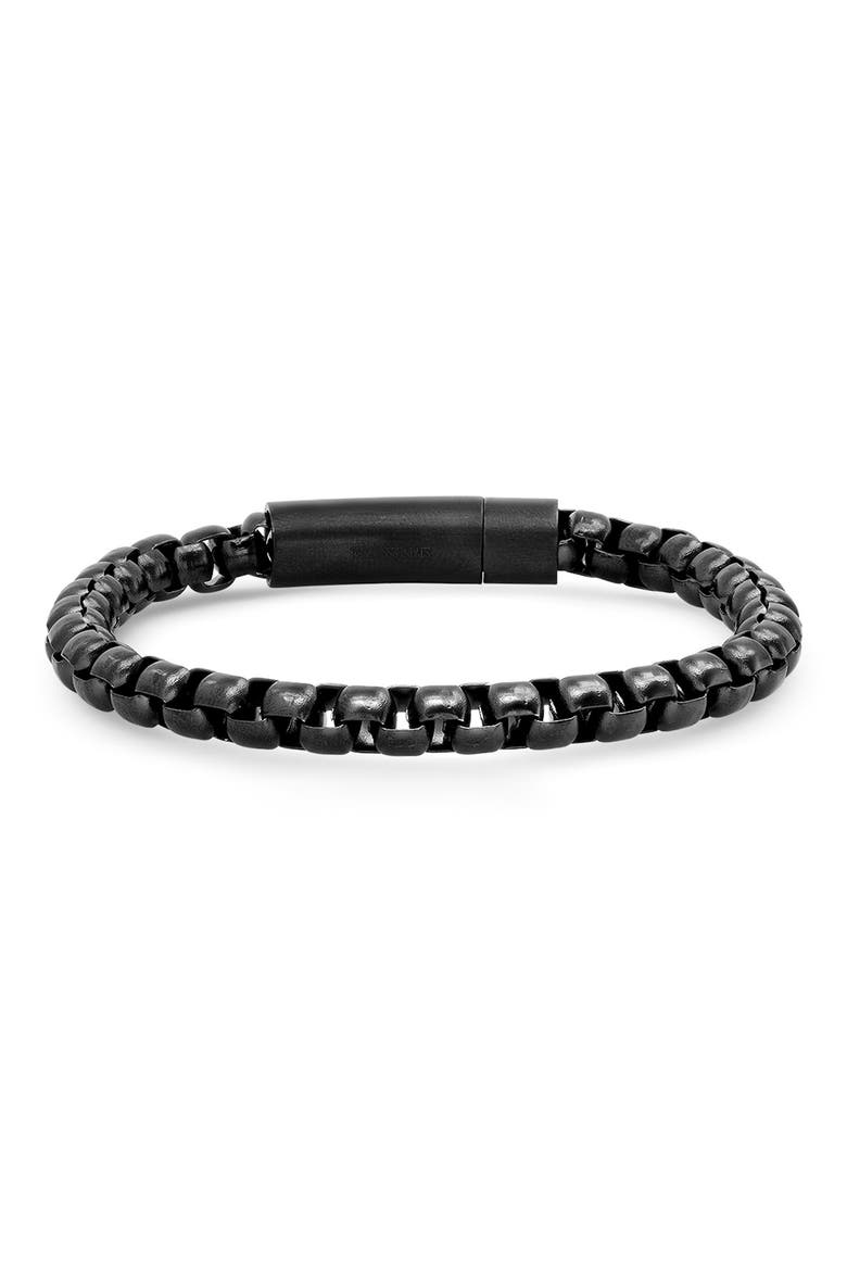 Black Stainless Steel Linked Bracelet, Main, color, BLACK