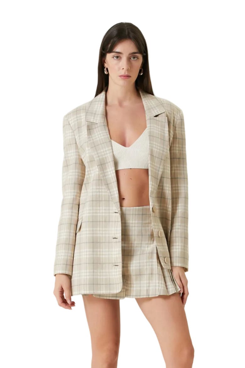 Linen Blend Free Heaven Multicolor Checked Blazer, Alternate, color, beige