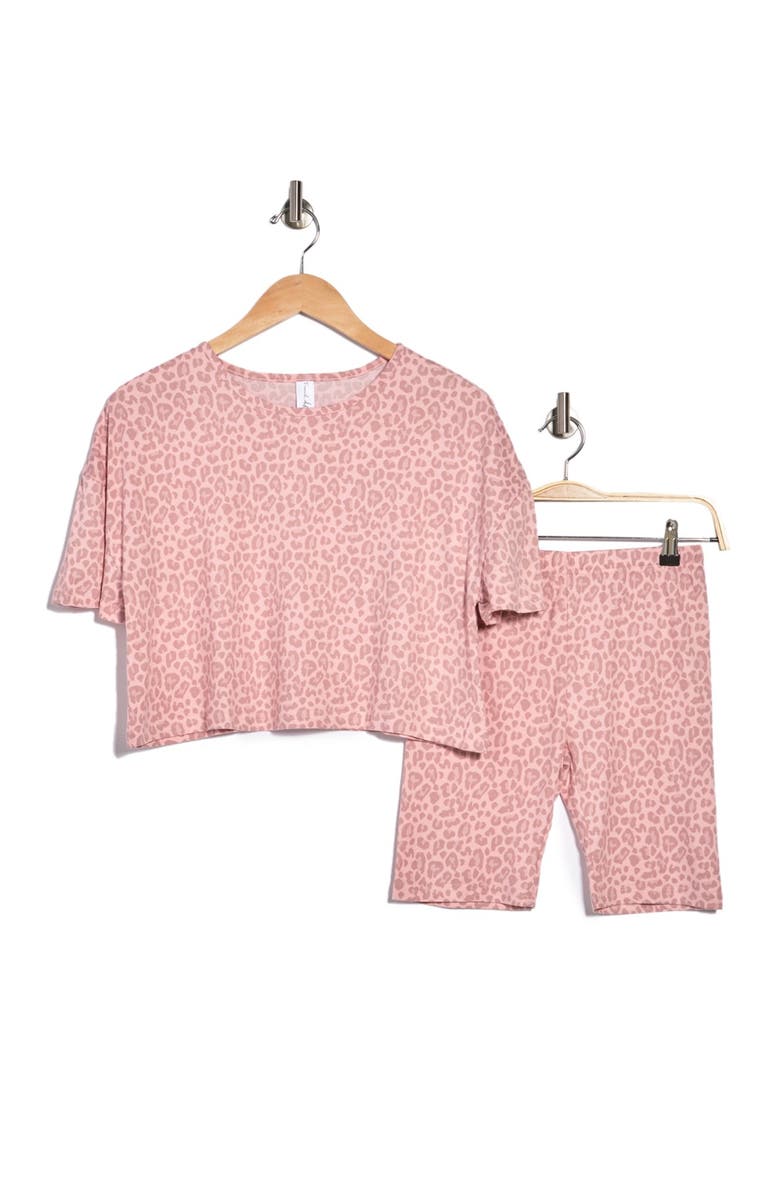FRENCH AFFAIR Animal Print T-Shirt & Bike Shorts Pajama 2-Piece Set, Alternate, color,