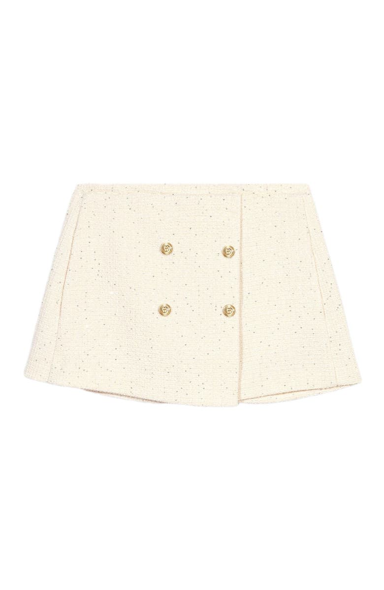 maje Tweed skort, Alternate, color, Ecru