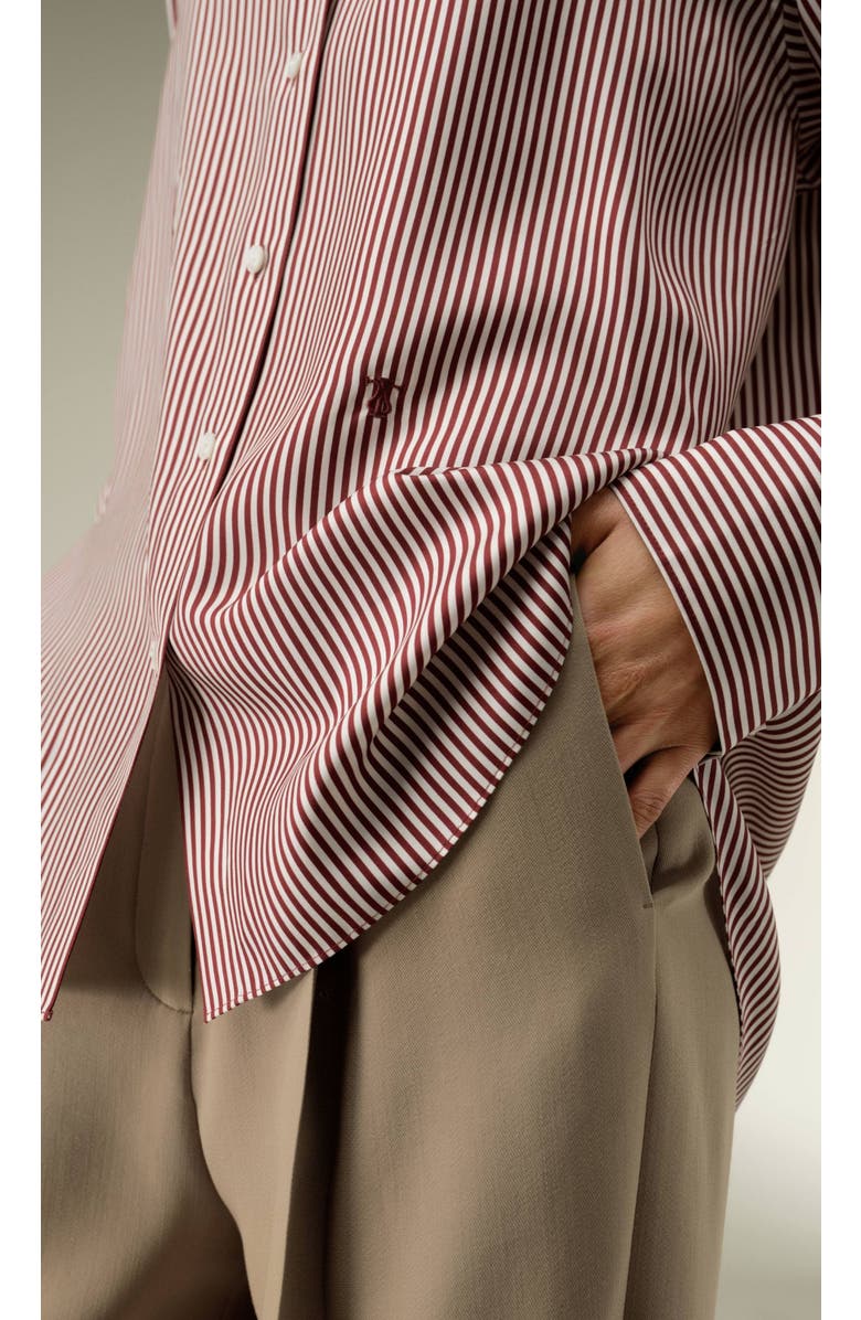 Lilysilk Women's Ancora Red Oversized Striped Shirt, Alternate, color, Red-White Pinstripes