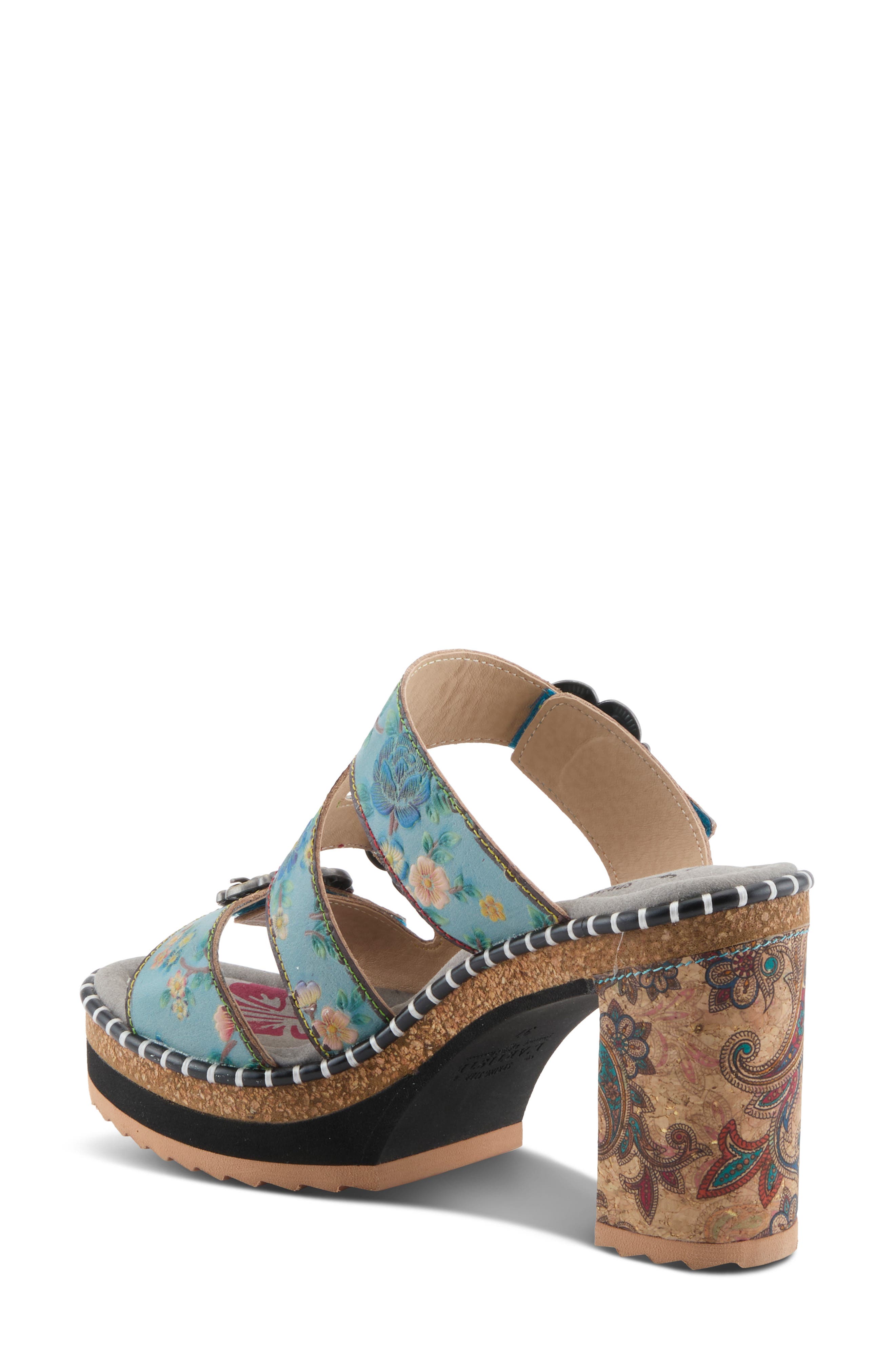 L'Artiste by Spring Step Milemarker Platform Slide Sandal, Alternate, color, Blue Multi