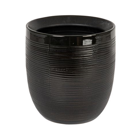Textured Stoneware Planter, Black