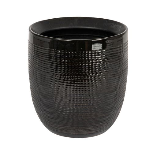 Storied Home Textured Stoneware Planter, Black In Black