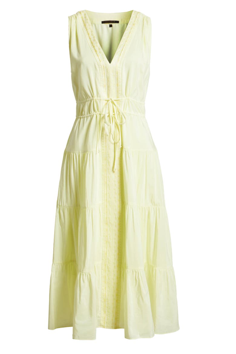 Lace Detail Sleeveless Cotton Midi Dress, Alternate, color, PASTEL YELLOW