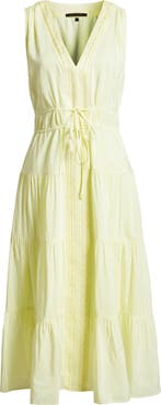 KOBI HALPERIN Lace Detail Sleeveless Cotton Midi Dress